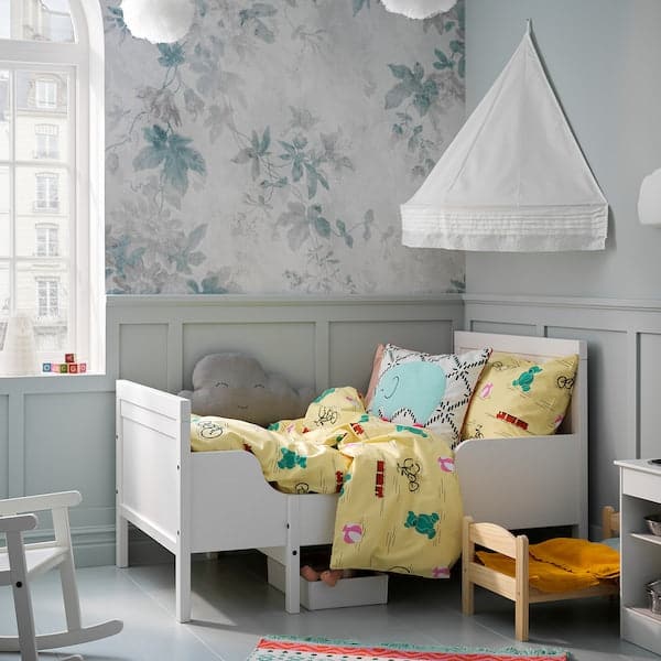 SUNDVIK - Ext bed frame with slatted bed base, white, 80x200 cm - best price from Maltashopper.com 49046068