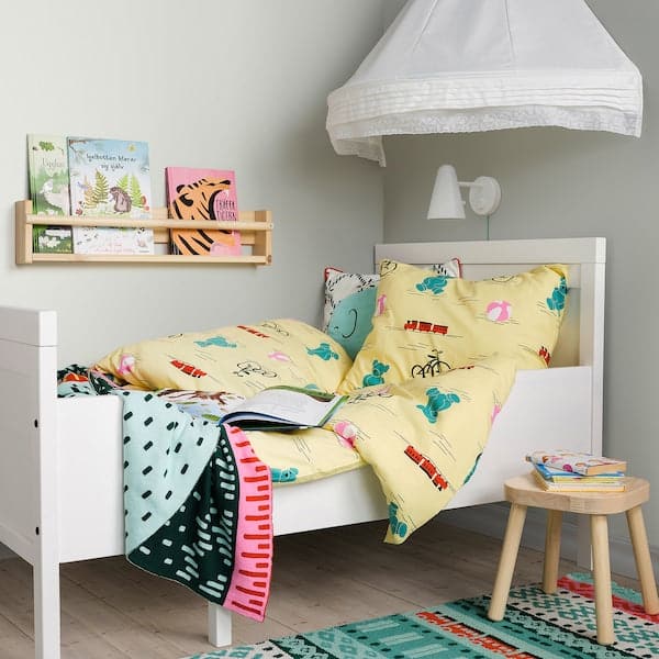 SUNDVIK - Ext bed frame with slatted bed base, white, 80x200 cm - best price from Maltashopper.com 49046068