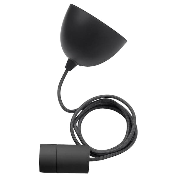 SUNNEBY - Cord set, black textile, 1.8 m - best price from Maltashopper.com 90420129