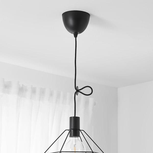SUNNEBY - Cord set, black textile, 1.8 m - best price from Maltashopper.com 90420129