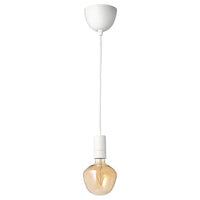 SUNNEBY / MOLNART - Pendant lamp with bulb, white/brown transparent glass , - best price from Maltashopper.com 09491225