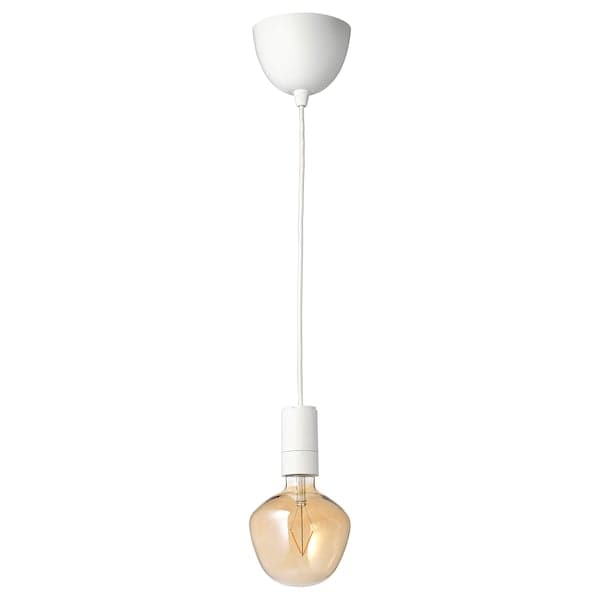 SUNNEBY / MOLNART - Pendant lamp with bulb, white/brown transparent glass , - best price from Maltashopper.com 09491225