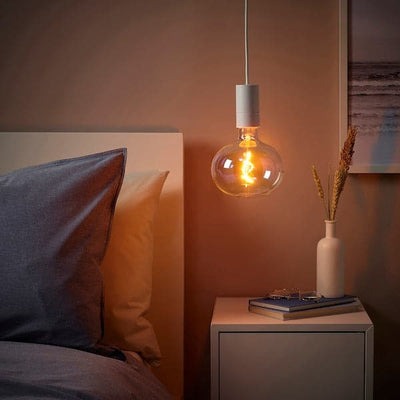 SUNNEBY / MOLNART - Pendant lamp with bulb, white / elliptical multicolour , - best price from Maltashopper.com 19491362