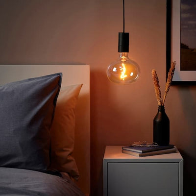 SUNNEBY / MOLNART - Pendant lamp with bulb, black / multicoloured elliptical shape , - best price from Maltashopper.com 39491356