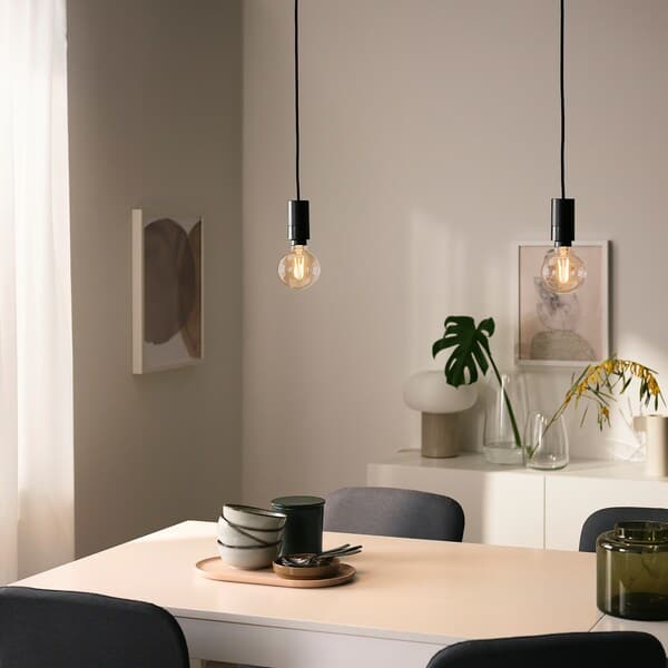 SUNNEBY / TRÅDFRI - Pendant lamp with bulb, black/smart white , - best price from Maltashopper.com 89517014