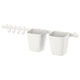 SUNNERSTA rail with 4 hooks and 2 containers, white