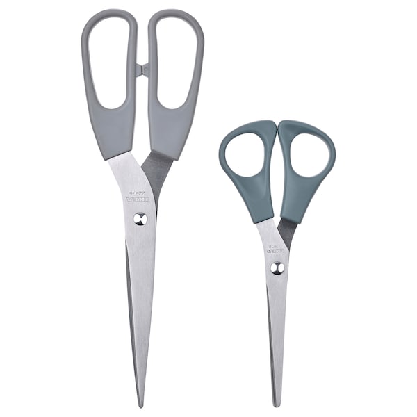 SVÄRDFISK - Scissors, set of 2, stainless steel grey/grey-turquoise - best price from Maltashopper.com 60563431