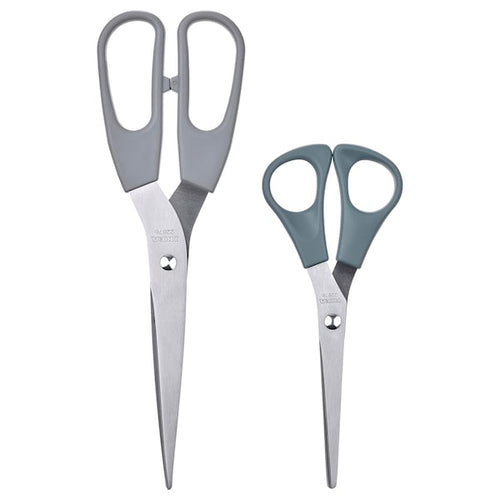 SVÄRDFISK - Scissors, set of 2, stainless steel grey/grey-turquoise