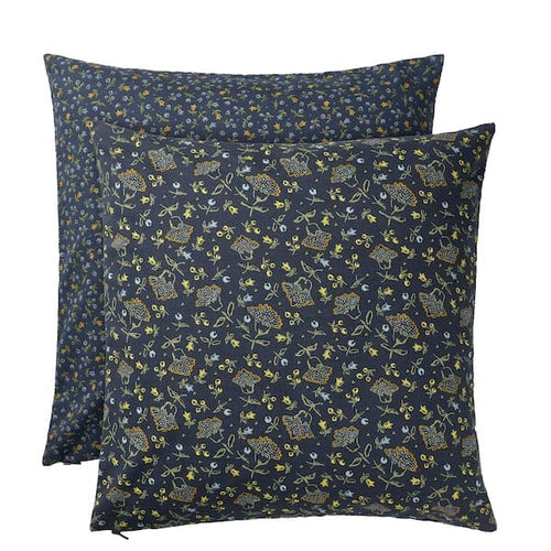 SVÄRDTÅG - Cushion cover, dark blue/floral pattern, 50x50 cm