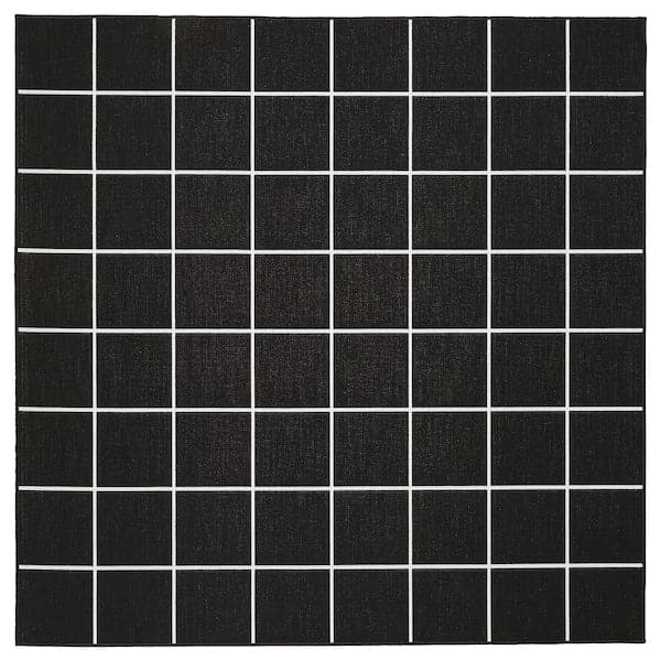 Ikea SVALLERUP - Rug flatwoven, in/outdoor, black/white, 200x200 cm