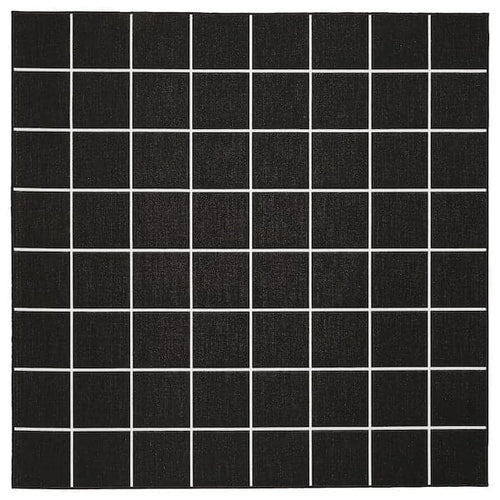 SVALLERUP - Rug flatwoven, in/outdoor, black/white, 200x200 cm