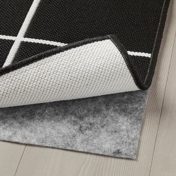 Ikea SVALLERUP - Rug flatwoven, in/outdoor, black/white, 200x200 cm