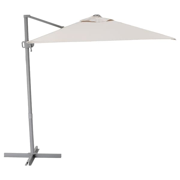 SVALÖN - Parasol, hanging, light grey-beige, 300x200 cm