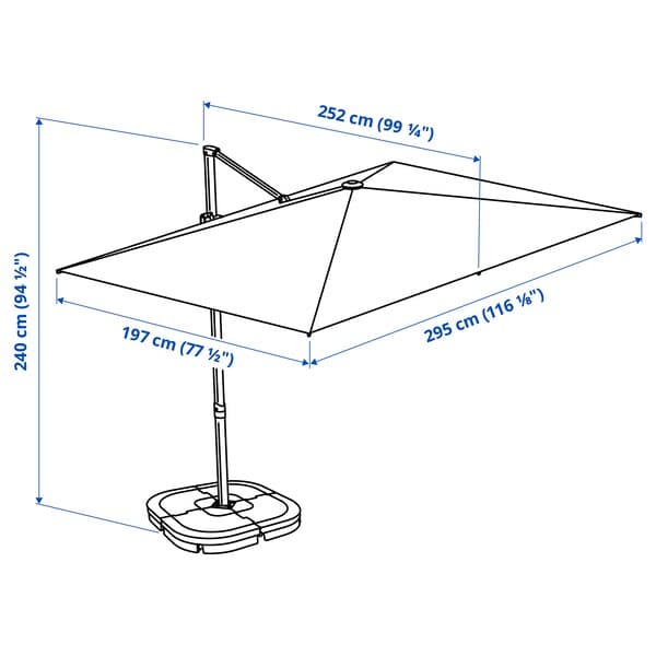 Ikea SVALÖN - Parasol, hanging, light grey-beige, 300x200 cm