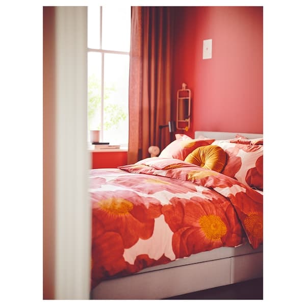 Ikea SVARTKLINT - Duvet cover and 2 pillowcases, light pink/dark pink, 240x220/50x80 cm