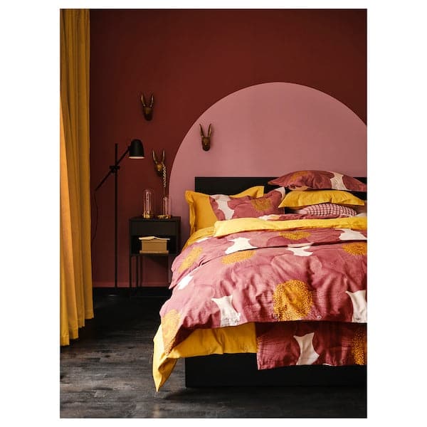 Ikea SVARTKLINT - Duvet cover and 2 pillowcases, light pink/dark pink, 240x220/50x80 cm