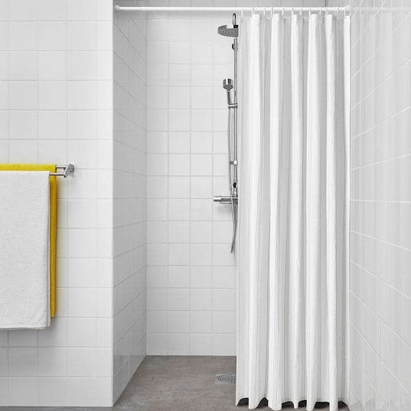 Ikea SVARTSTARR - Shower Curtain, White/Grey, 180x200 cm ,