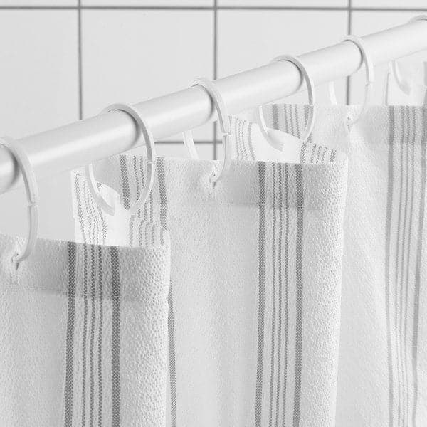Ikea SVARTSTARR - Shower Curtain, White/Grey, 180x200 cm ,