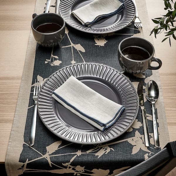 SVARTVIDE - Table-runner, patterned natural/dark grey, 40x160 cm - best price from Maltashopper.com 20541380