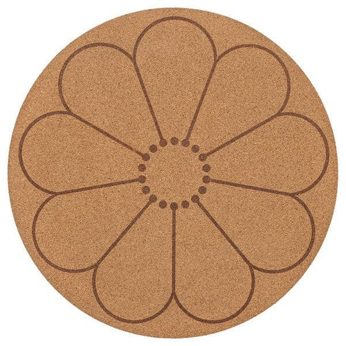 SVARTVIDE - Place mat, cork/patterned flower, 35 cm