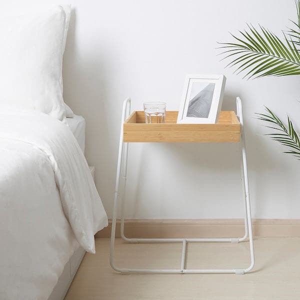 SVENARUM - Side Table, bamboo/white, 39x51 cm - best price from Maltashopper.com 20499060