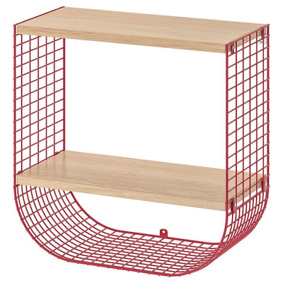 SVENSHULT - Wall shelf with storage, brown-red/white stained oak effect, 41x20 cm - best price from Maltashopper.com 80400075