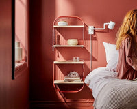 SVENSHULT - Wall shelf with storage, brown-red/white stained oak effect, 41x20 cm - best price from Maltashopper.com 80400075