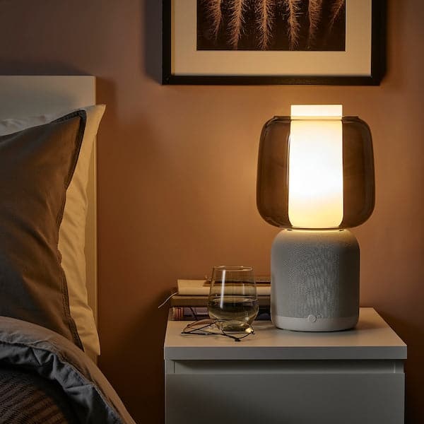 SYMFONISK Wi-Fi lamp/speaker, glass lampshade - white/black , - best price from Maltashopper.com 09482725