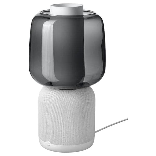 SYMFONISK Wi-Fi lamp/speaker, glass lampshade - white/black ,