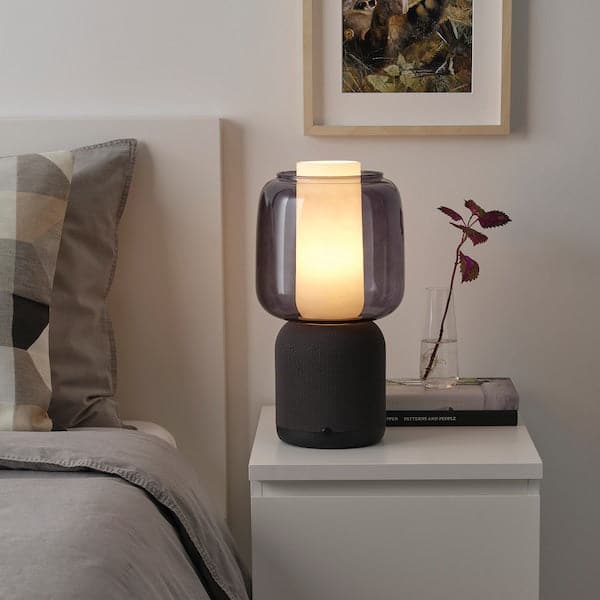 SYMFONISK Wi-Fi lamp/speaker, glass lampshade - black , - best price from Maltashopper.com 59430913
