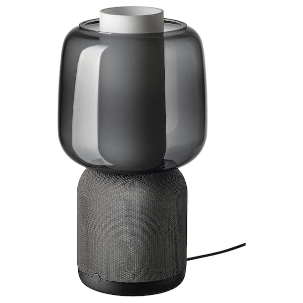 SYMFONISK Wi-Fi lamp/speaker, glass lampshade - black ,