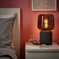 SYMFONISK - Shade for speaker lamp base, glass/black - best price from Maltashopper.com 90494747