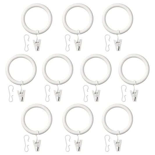 SYRLIG - Curtain ring with clip and hook, white, 38 mm - best price from Maltashopper.com 50217238