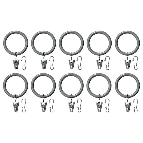 SYRLIG - Curtain ring with clip and hook, silver-colour , - best price from Maltashopper.com 50219954