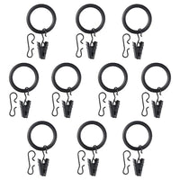 SYRLIG - Curtain ring with clip and hook, black, 25 mm - best price from Maltashopper.com 10217240