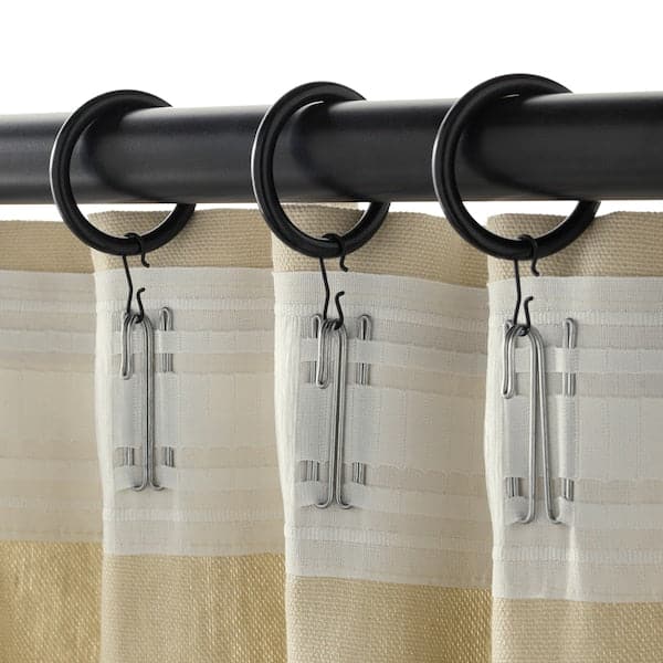 SYRLIG - Curtain ring with clip and hook, black, 38 mm - best price from Maltashopper.com 80224096