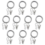 SYRLIG curtain ring with clip and hook, nickel-plated, 38 mm, 10 pack