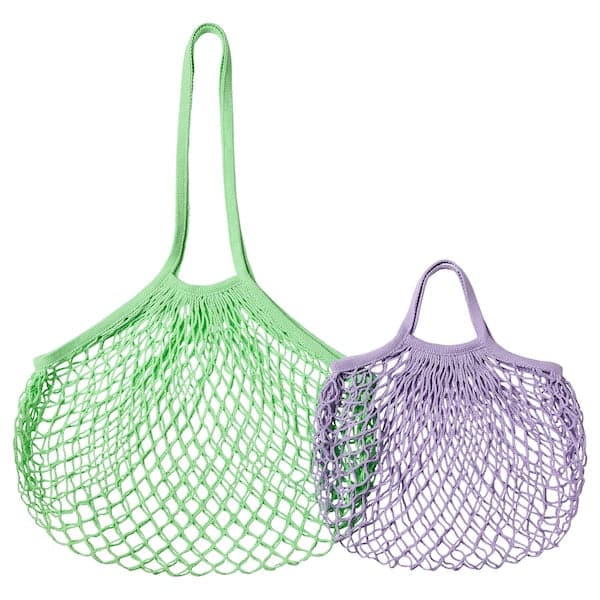 TABBERAS - Net bag, set of 2, green/lilac