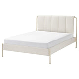 TÄLLÅSEN upholstered bed frame, Kulsta light beige/Lindbåden, 140x200 cm