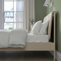 TÄLLÅSEN - Upholstered bed frame, Kulsta light beige/Lindbåden, , 160x200 cm - best price from Maltashopper.com 49514809