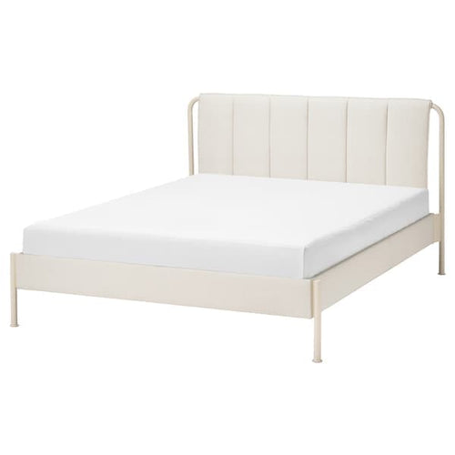 TÄLLÅSEN - Upholstered bed frame, Kulsta light beige/Lönset, ,