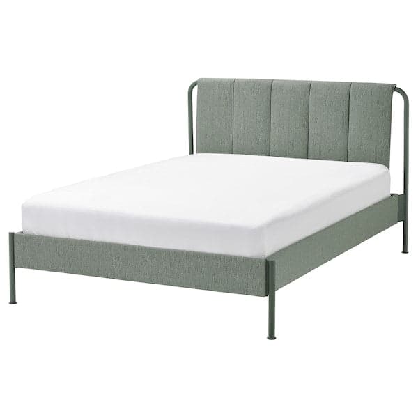 TÄLLÅSEN - Upholstered bed frame, Kulsta grey-green/Leirsund, , 140x200 cm - best price from Maltashopper.com 59514781