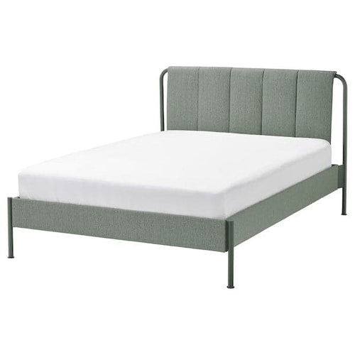 TÄLLÅSEN - Upholstered bed frame, Kulsta grey-green/Leirsund, , 140x200 cm