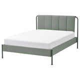 TÄLLÅSEN upholstered bed frame, Kulsta grey-green/Lindbåden, 140x200 cm