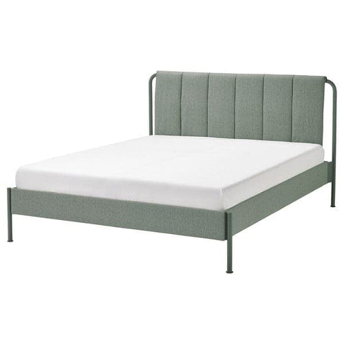 TÄLLÅSEN - Upholstered bed frame, Kulsta grey-green/Lindbåden, ,