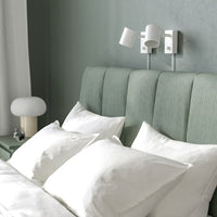 TÄLLÅSEN - Upholstered bed frame, Kulsta grey-green, , 140x200 cm - best price from Maltashopper.com 60538922