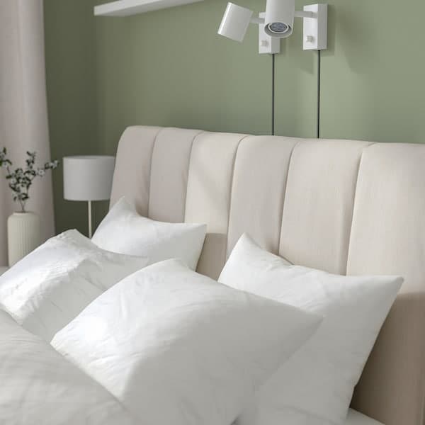 TÄLLÅSEN - Upholstered bed frame/mattress, Kulsta light beige/Åkrehamn semi-rigid, , 160x200 cm - best price from Maltashopper.com 69537522