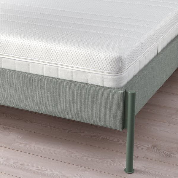 TÄLLÅSEN - Upholstered bed frame/mattress, Kulsta grey-green/Åkrehamn semi-rigid, , 160x200 cm - best price from Maltashopper.com 19536916
