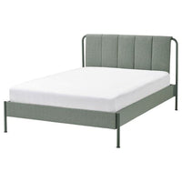 TÄLLÅSEN - Upholstered bed frame/mattress, Kulsta grey-green/Valevåg rigid, , 140x200 cm - best price from Maltashopper.com 89537111