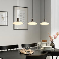 TÄLLBYN - Pendant lamp with 3 lamps, nickel-plated/opal white glass, 89 cm - best price from Maltashopper.com 50489842